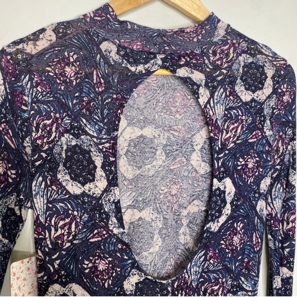 ✨NWT Free People Plum Purple Annabelle Printed Tunic Mini Dress Size L - Picture 6 of 8